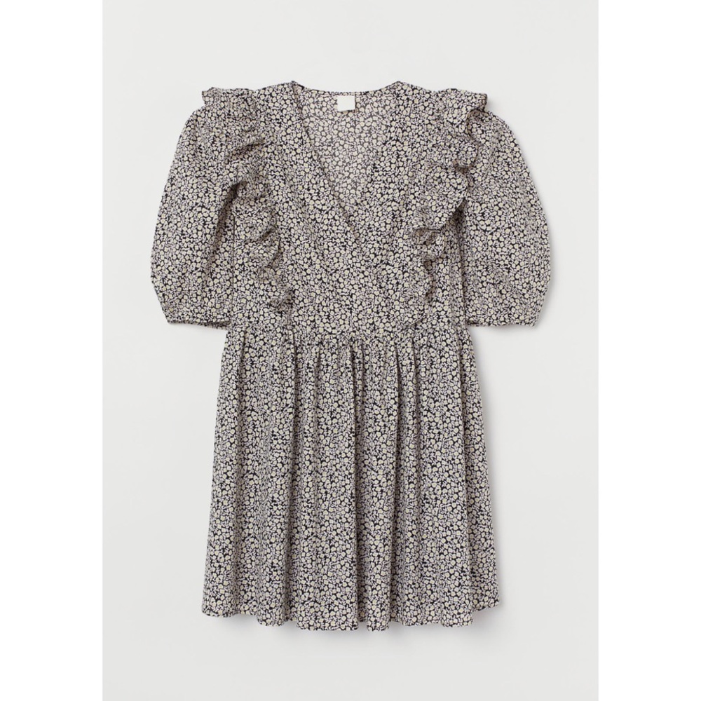 H&M women’s V-neck 3/4 puff - sleeved dress.